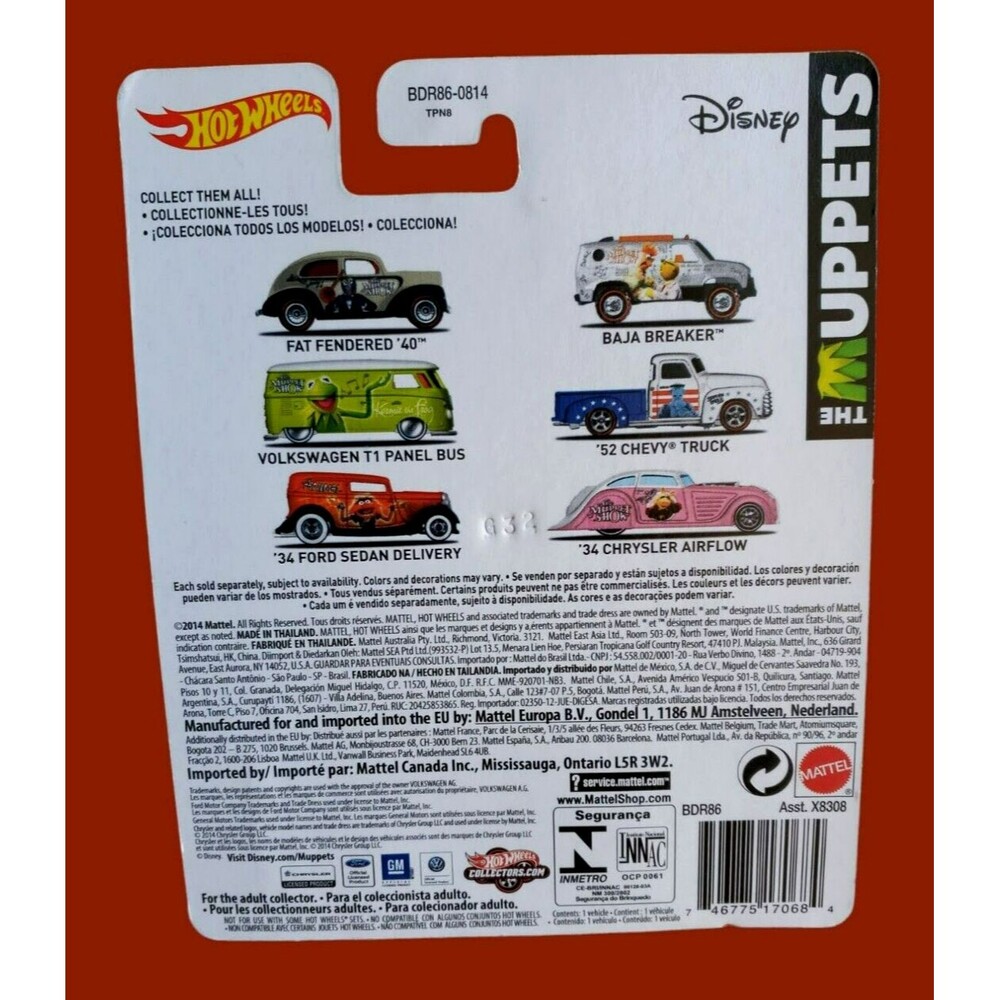 2014 Hot Wheels Pop Culture: The Muppets '34 FORD SEDAN DELIVERY Red/Black 1:64 - Picture 14 of 16